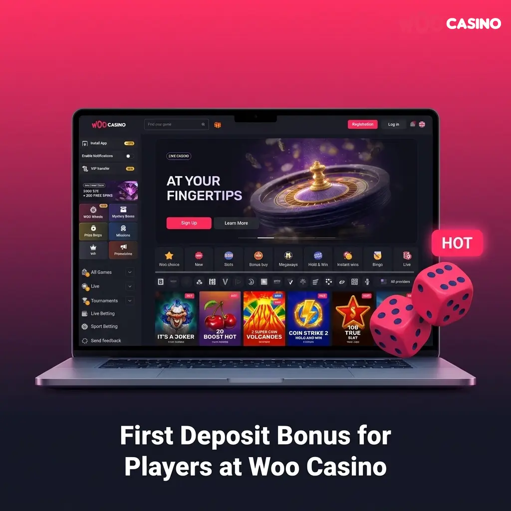 Woo Casino first deposit bonus 200% up to AUD 6500 plus 200 free spins for new Australian players