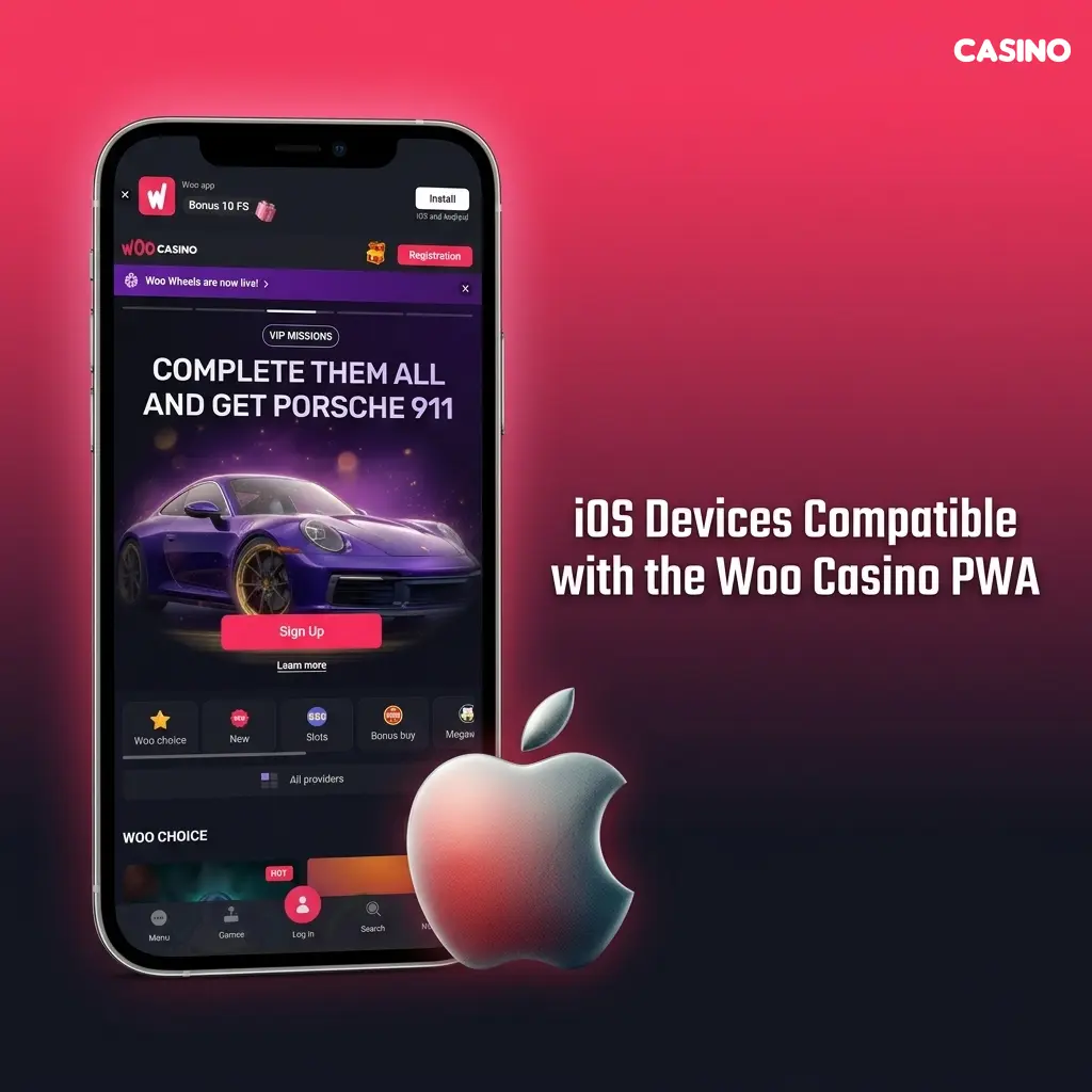 List of iOS devices compatible with Woo Casino PWA including iPhone 11 to 15 series and select iPad models running iOS 13+