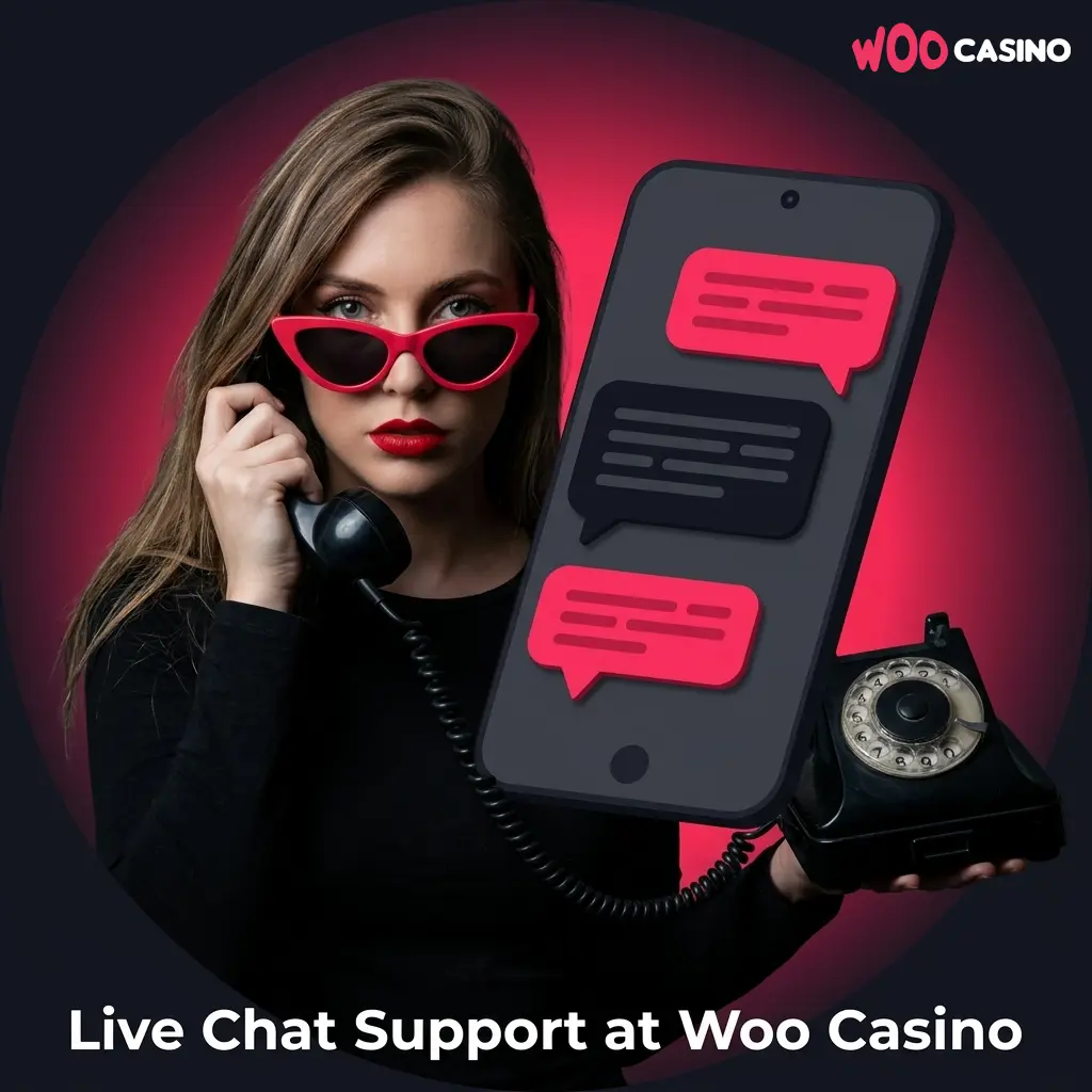 Woo Casino live chat support widget in lower-right corner of website, available 24/7 for instant player assistance